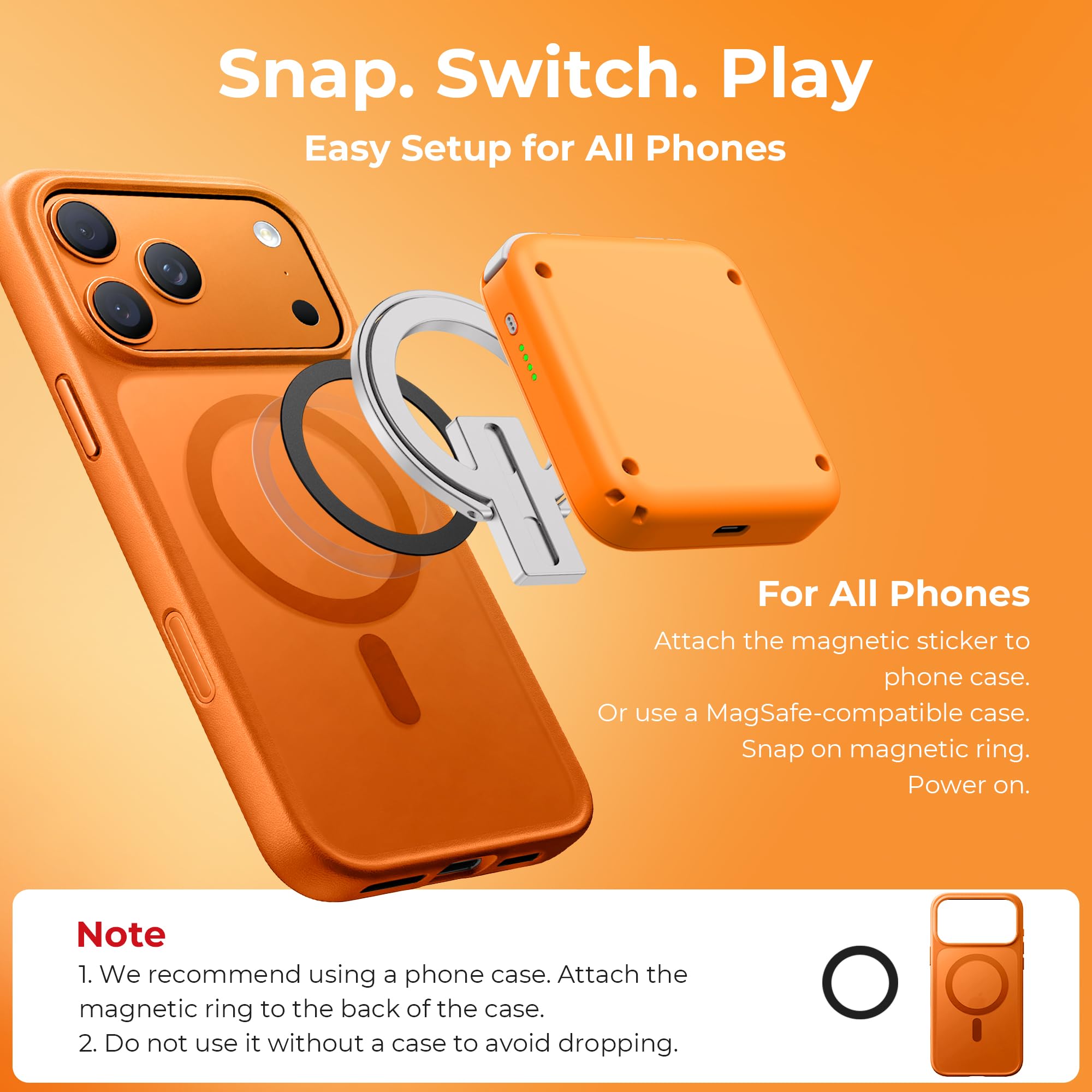 abxylute M4 ワイヤレス ゲームコントローラー 橙色 オレンジ abxylute M4 Snap-On Mobile Gaming Controller for Android & iPhone
